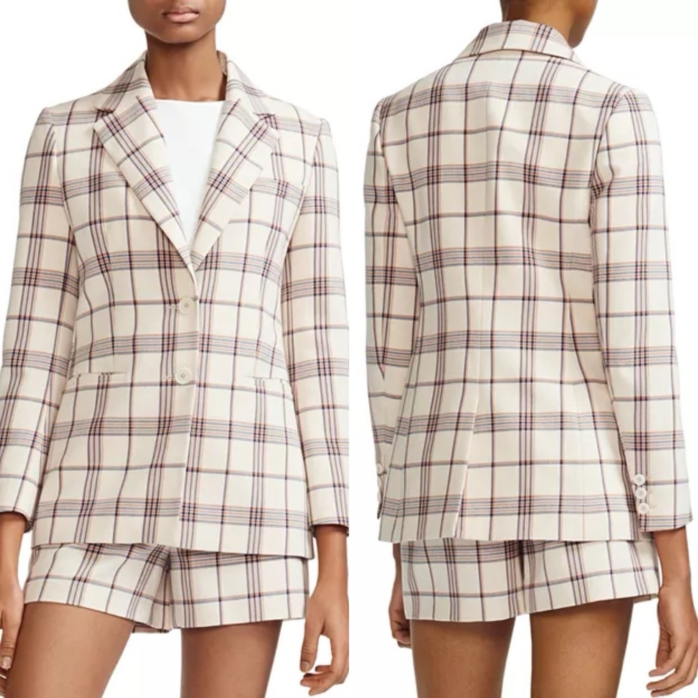 Maje Vanilla Check Blazer Beige Brown Neutral Size 36 Or US Size Small